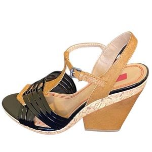 5|48 “Heidi” Leather & Patent Wedge Heel